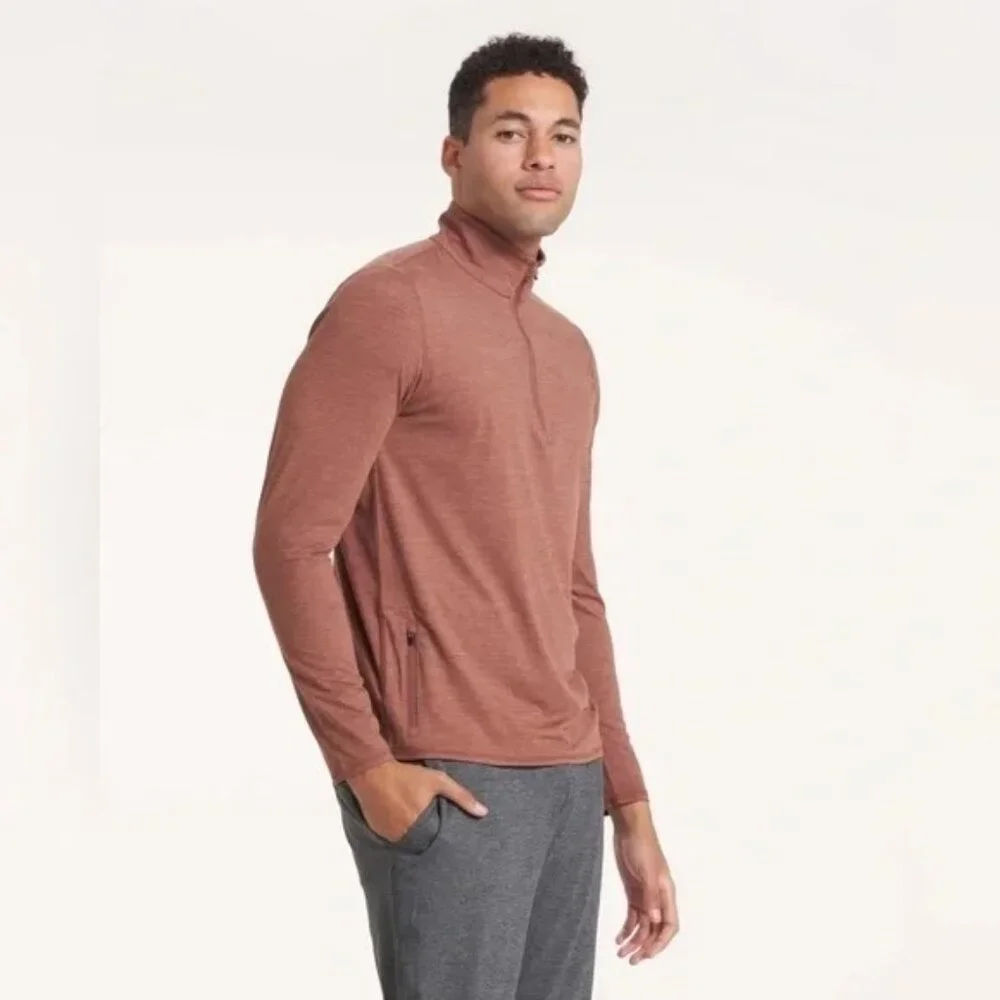 Prana Men's Brown Altitude Tracker 1/4 Zip Top Long Sleeve Size Small 1809 - Picture 1 of 13